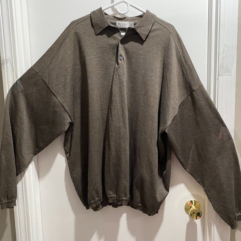 St. Croix Knits Beige USA Made Cotton Luxury Office Party Preppy Polo Shirt 3XT